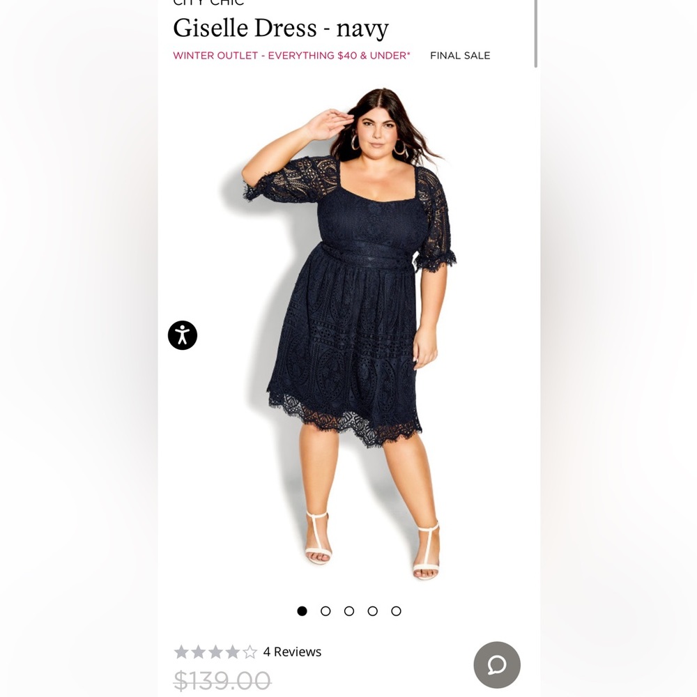 NWT City Chic Giselle Navy Lace Dress size 14 (xs)